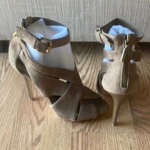 BCBGeneration Taupe Suede Ankle Shoes